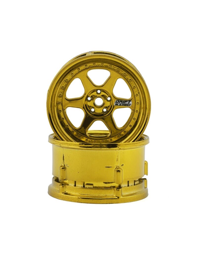 DS RACING DSC-DE-231 DRIFT ELEMENT 6 SPOKE DRIFT WHEELS (GOLD CHROME) (2) (ADJUSTABLE OFFSET) W/12MM HEX