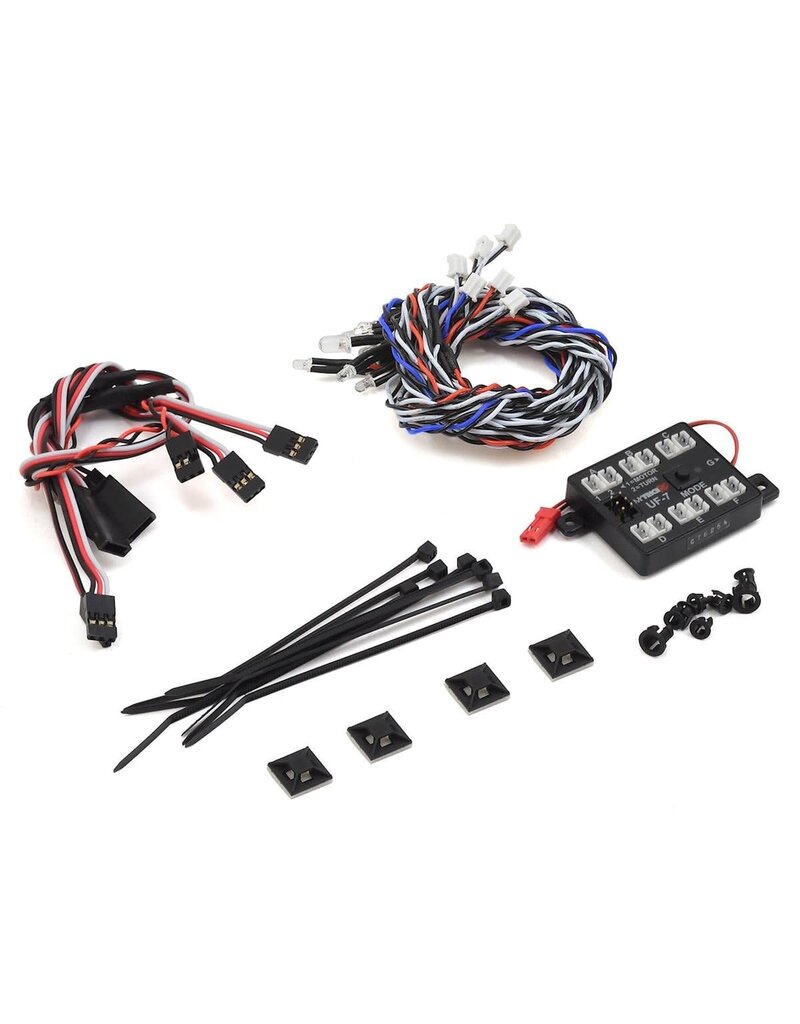MYTRICKRC MYKEM2 POLICE DELUXE LIGHT SET W/UF-7 CONTROLLER, 8 LEDS & RED/BLUE LIGHTBAR