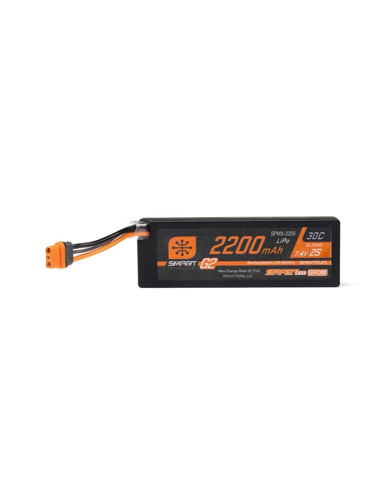 SPEKTRUM SPMX-3209 2S 7.4V 2200MAH 30C G2 SMARTFIT GROM HARD CASE LIPO IC2