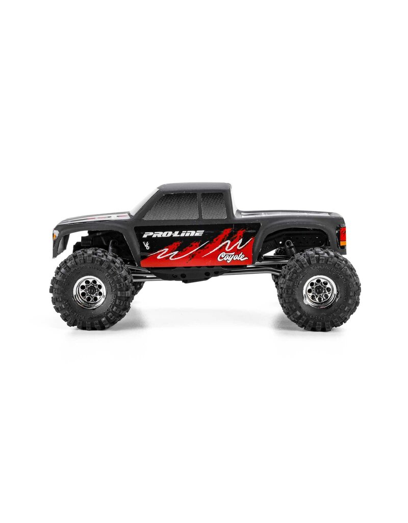 PROLINE RACING PRO369423 PRE-CUT/PRE-PAINTED COYOTE HIGH PERFORMANCE MATTE BLACK BODY: AXIAL SCX30