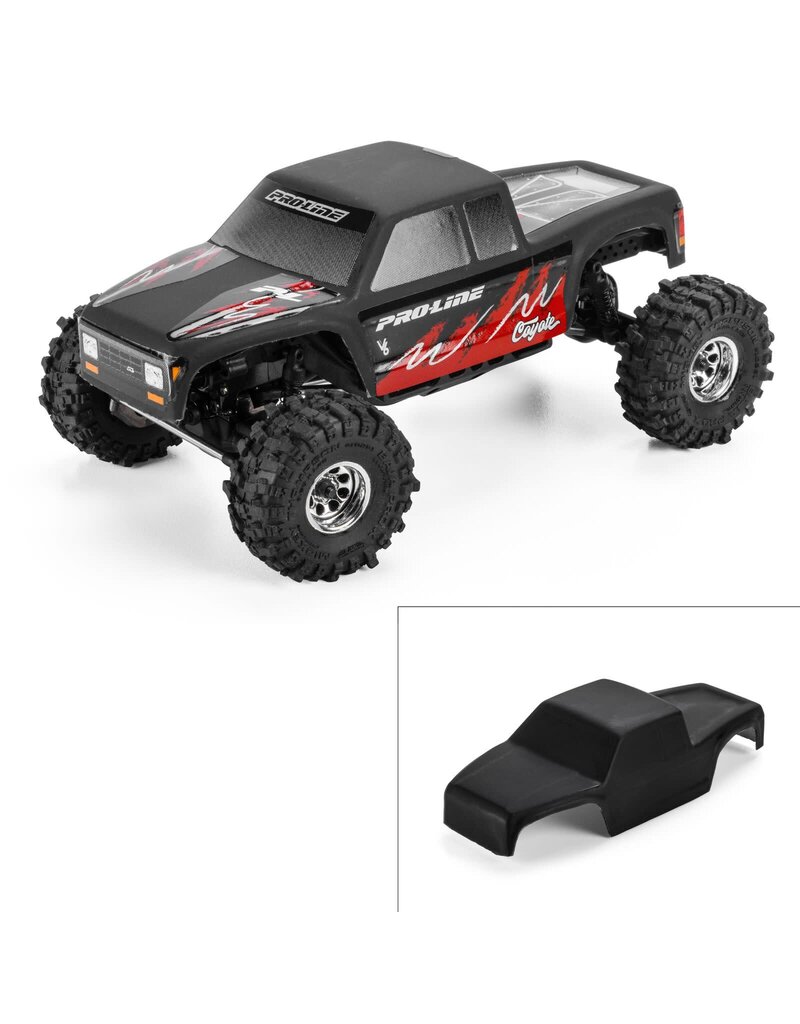 PROLINE RACING PRO369423 PRE-CUT/PRE-PAINTED COYOTE HIGH PERFORMANCE MATTE BLACK BODY: AXIAL SCX30