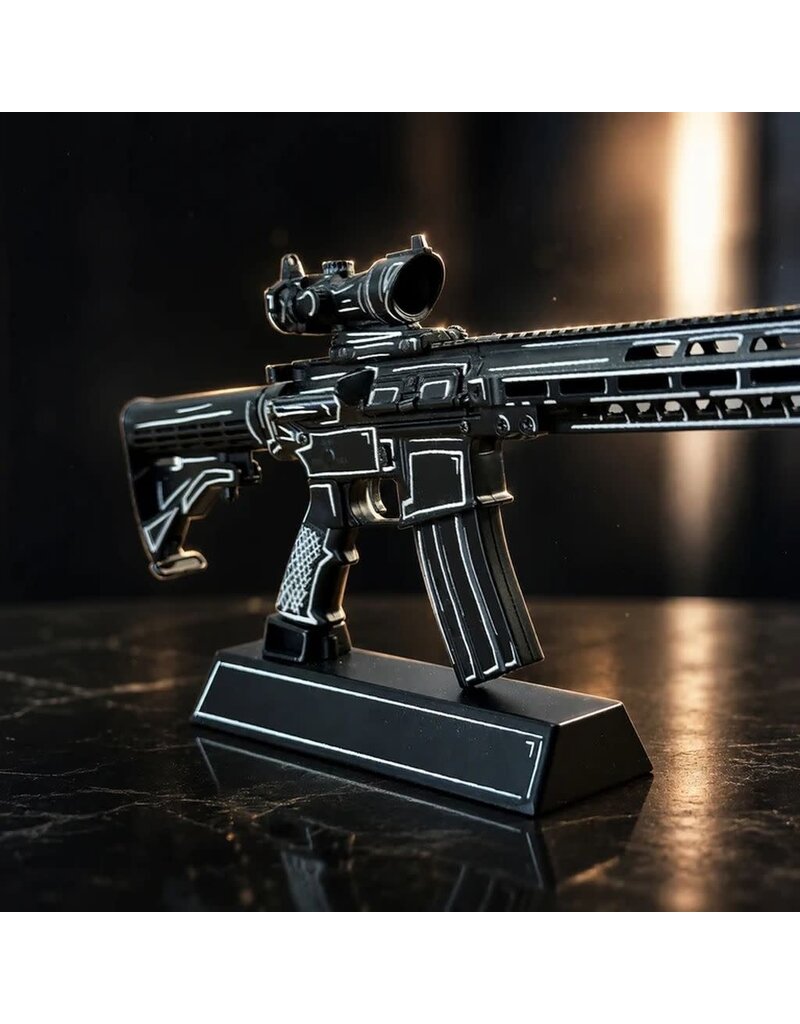 GOAT GUN GOAAR-BLACK-CEL  AR-15 BLACK WITH WHITE CEL SHADE DIECAST 1:3 SCALE MODEL