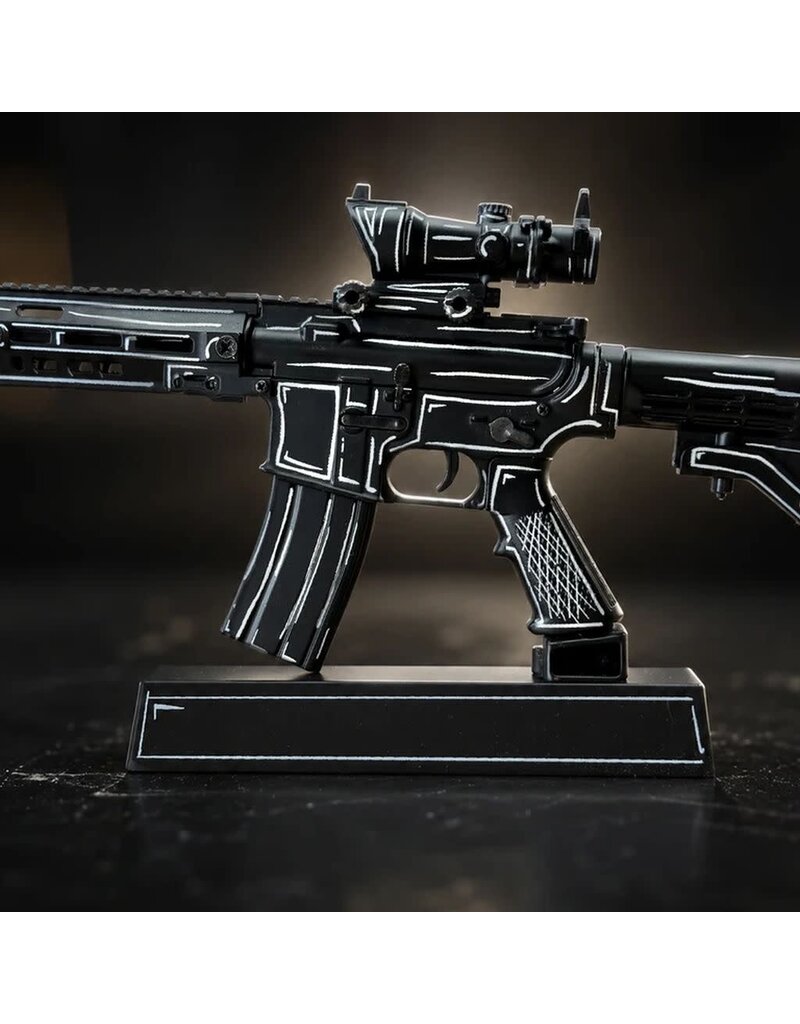 GOAT GUN GOAAR-BLACK-CEL  AR-15 BLACK WITH WHITE CEL SHADE DIECAST 1:3 SCALE MODEL