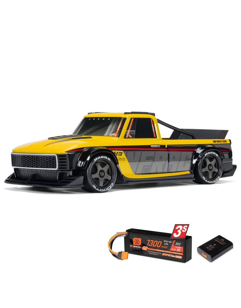 ARRMA ***PRE-ORDER*** ARA2315ST2 1/12 INFRACTION GROM 3S 4X4 RTR BRUSHLESS ALL-ROAD STREET BASH (BATTERY & CHARGER INCLUDED), YELLOW/BLACK