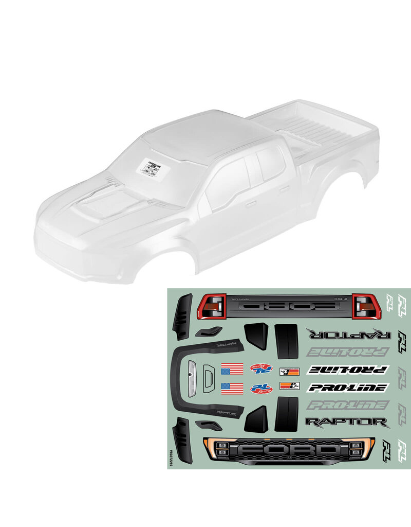 PROLINE RACING ***PRE-ORDER*** PRO372217 PRE-CUT 2022 FORD RAPTOR CLEAR BODY: ARRMA QUAKE 4S