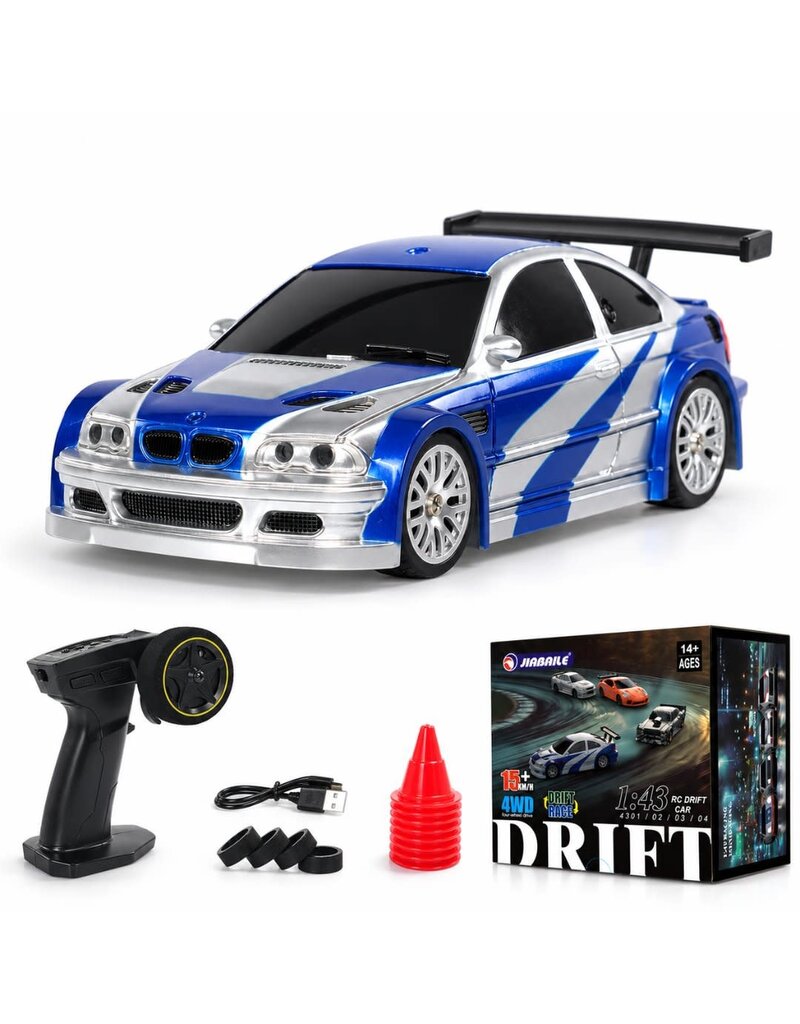 JIABAILE JBE13330 1/43 SCALE DRIFT CAR W/ GYRO WHITE/BLUE