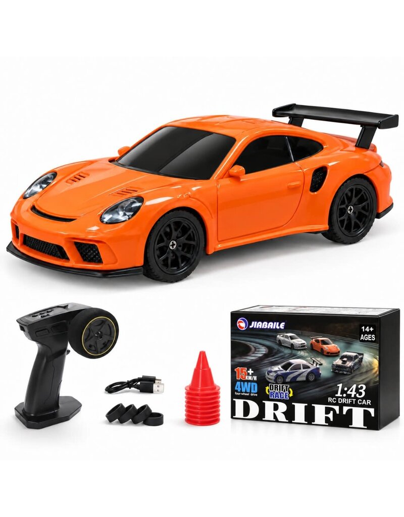 JIABAILE JBE13335 1/43 SCALE DRIFT CAR W/ GYRO ORANGE