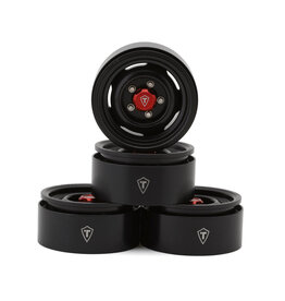 TREAL TRLX004Y9TCMB 1.9" ALUMINUM RETRO-STYLE VINTAGE WAGON CRAWLER BEADLOCK WHEELS (134G) (BLACK) (4)