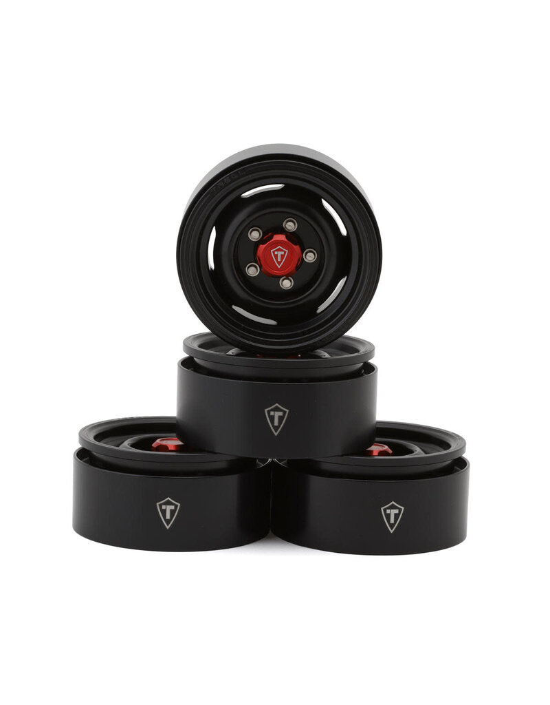 TREAL TRLX004Y9TCMB 1.9" ALUMINUM RETRO-STYLE VINTAGE WAGON CRAWLER BEADLOCK WHEELS (134G) (BLACK) (4)