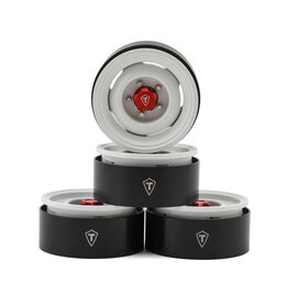 TREAL TRLX004YA05PD 1.9" ALUMINUM RETRO-STYLE VINTAGE WAGON CRAWLER BEADLOCK WHEELS (132.5G) (WHITE) (4)