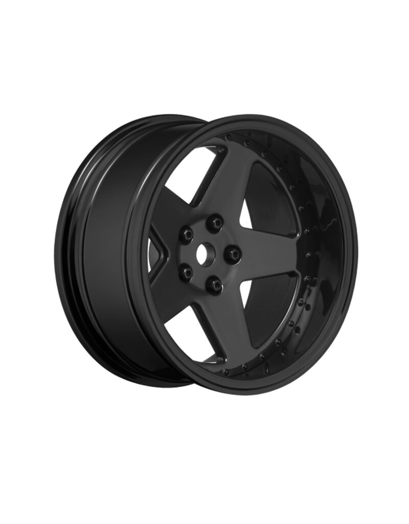 LOUISE LOULNHA565T 5 SPOKE GLOSS BLACK 1/10 WHEEL MOUNTED DRIFT TIRE, 2, 4, 6, 8MM OFFSET, 12MM HEX, 4PCS