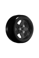 LOUISE LOULNHA565T 5 SPOKE GLOSS BLACK 1/10 WHEEL MOUNTED DRIFT TIRE, 2, 4, 6, 8MM OFFSET, 12MM HEX, 4PCS