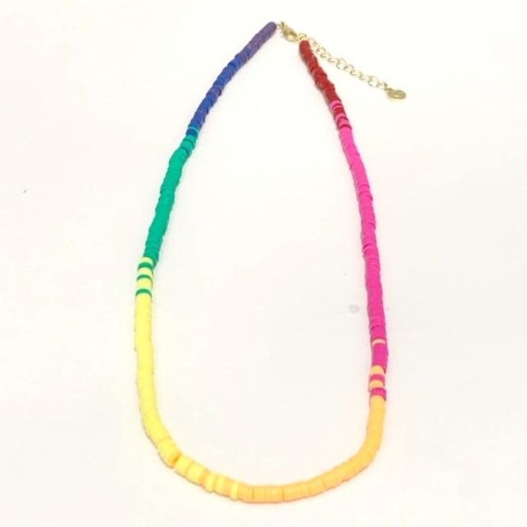 Caryn Lawn Skinny Disc Necklace Ombre Rainbow