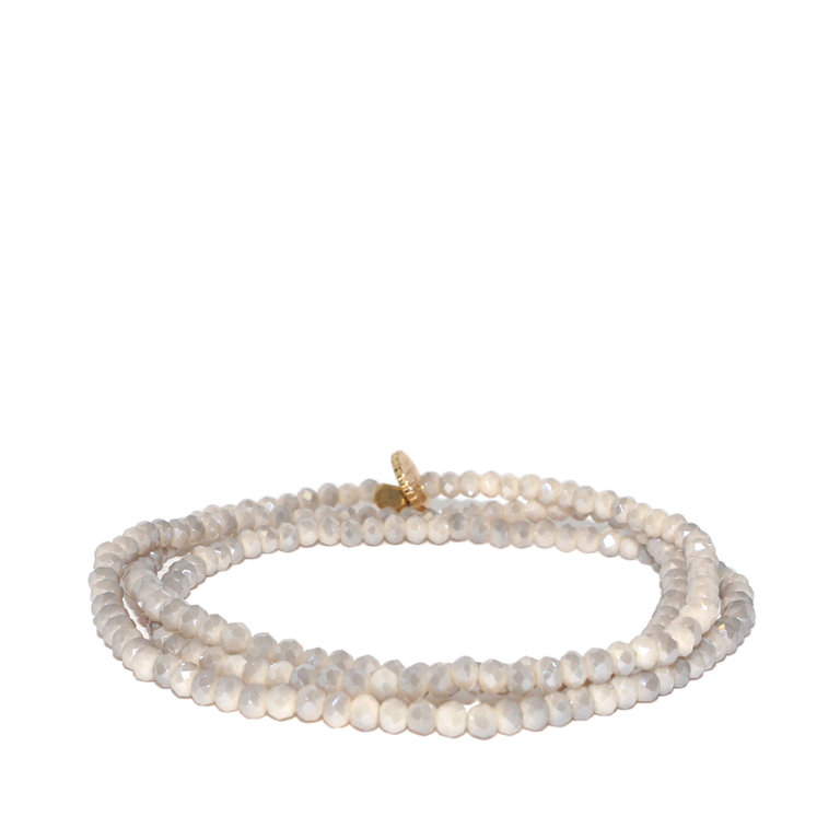 Marlyn Schiff 9686B Mini Beaded Stretch Bracelet Light Grey