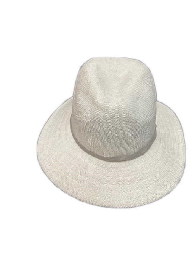 16S-0365 White Cotton Blend Large Brim Hat 23 - I Am More Scarsdale