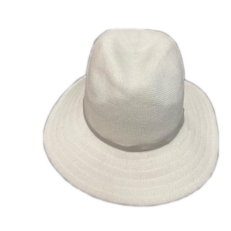 Shihreen Fedora hat with twist suede band 20S-0277 White