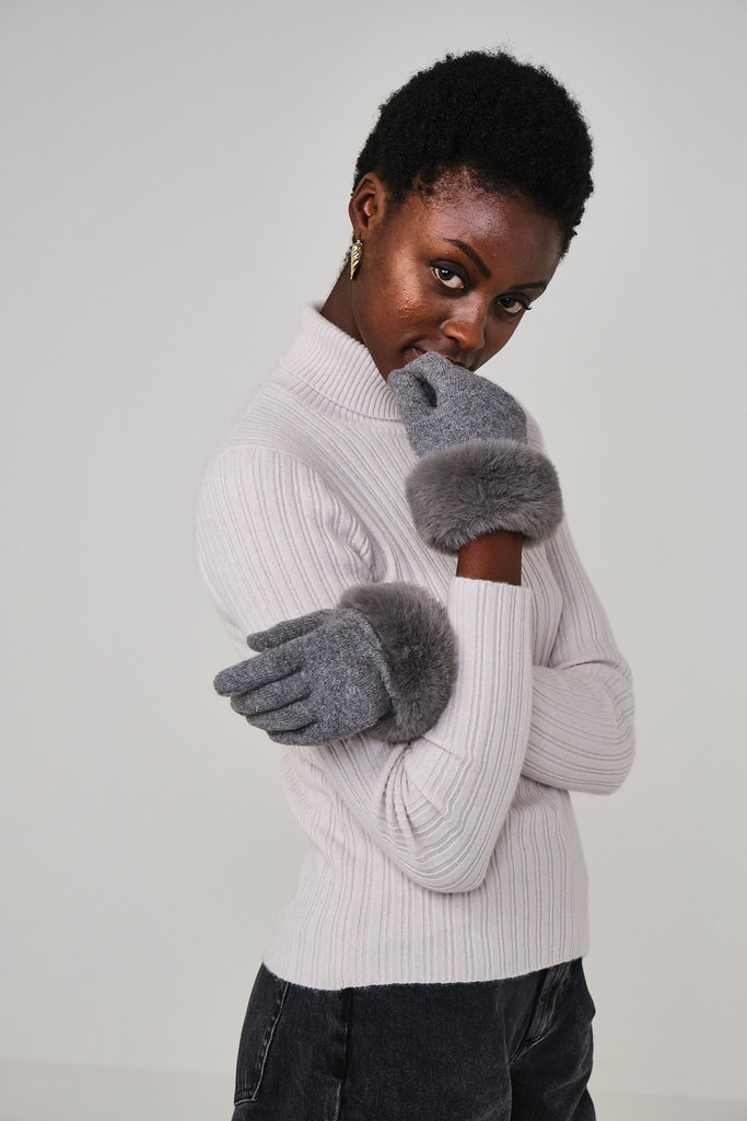 Brodie Miss Faux Fur Gloves Mid Grey/Mid Grey F21