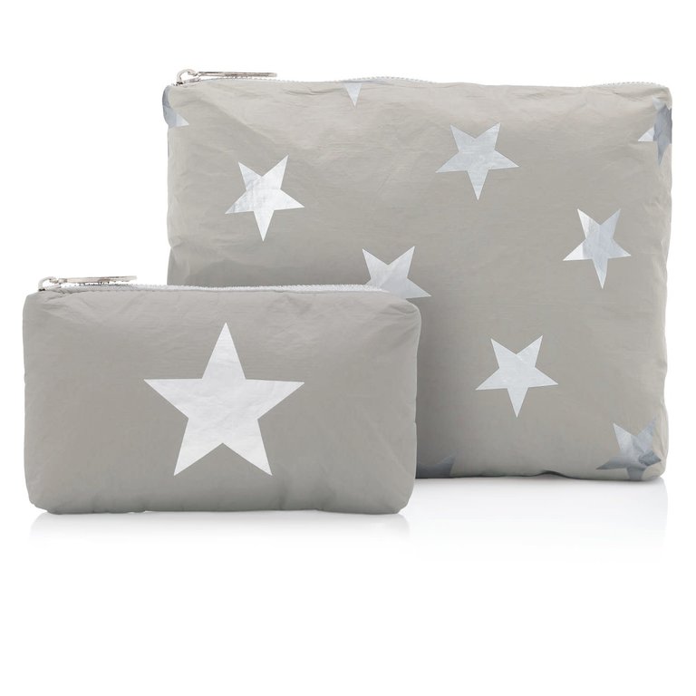 Hi Love Travel Earth Gray with Silver Stars - 2 Set