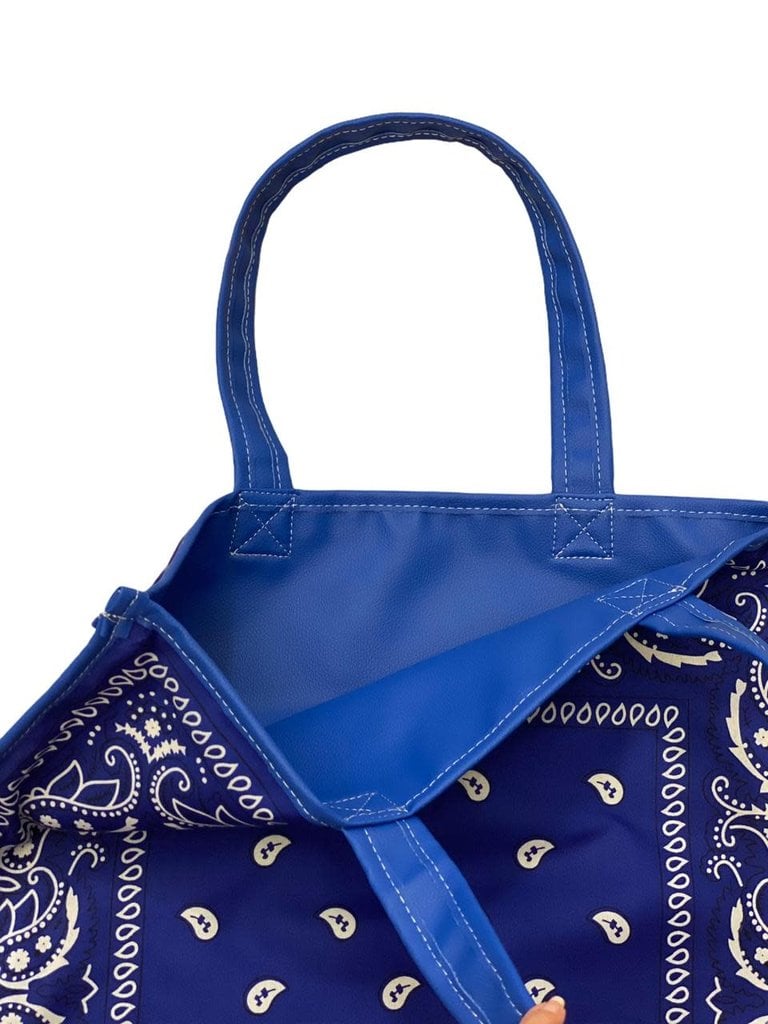 I Am More Exclusive Bandana Tote Bag Indigo Blue