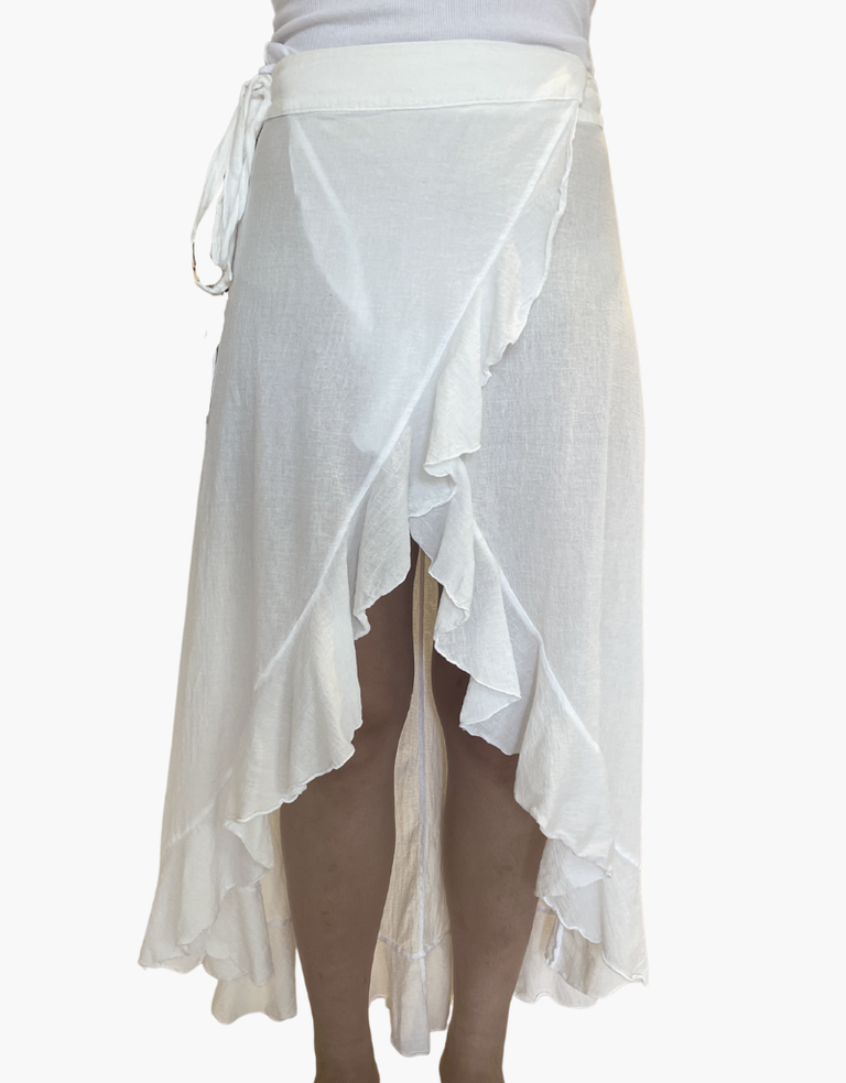 9 Seed Solana Core Cotton Wrap Skirt White Su22
