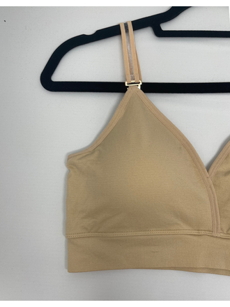 Nude Bra With Attached Gold Metallic Sheer Strap - I Am More Scarsdale