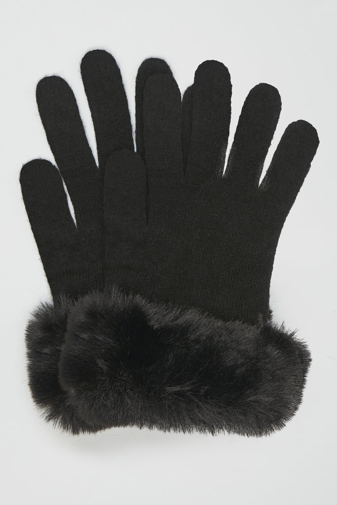 Brodie Miss Faux Fur Gloves Black/Black F22