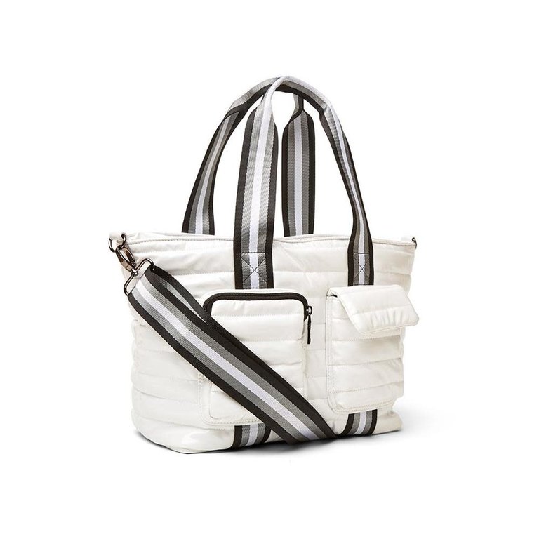 Think Royln Junior Wingman Bag with Elevated Pockets White Patent