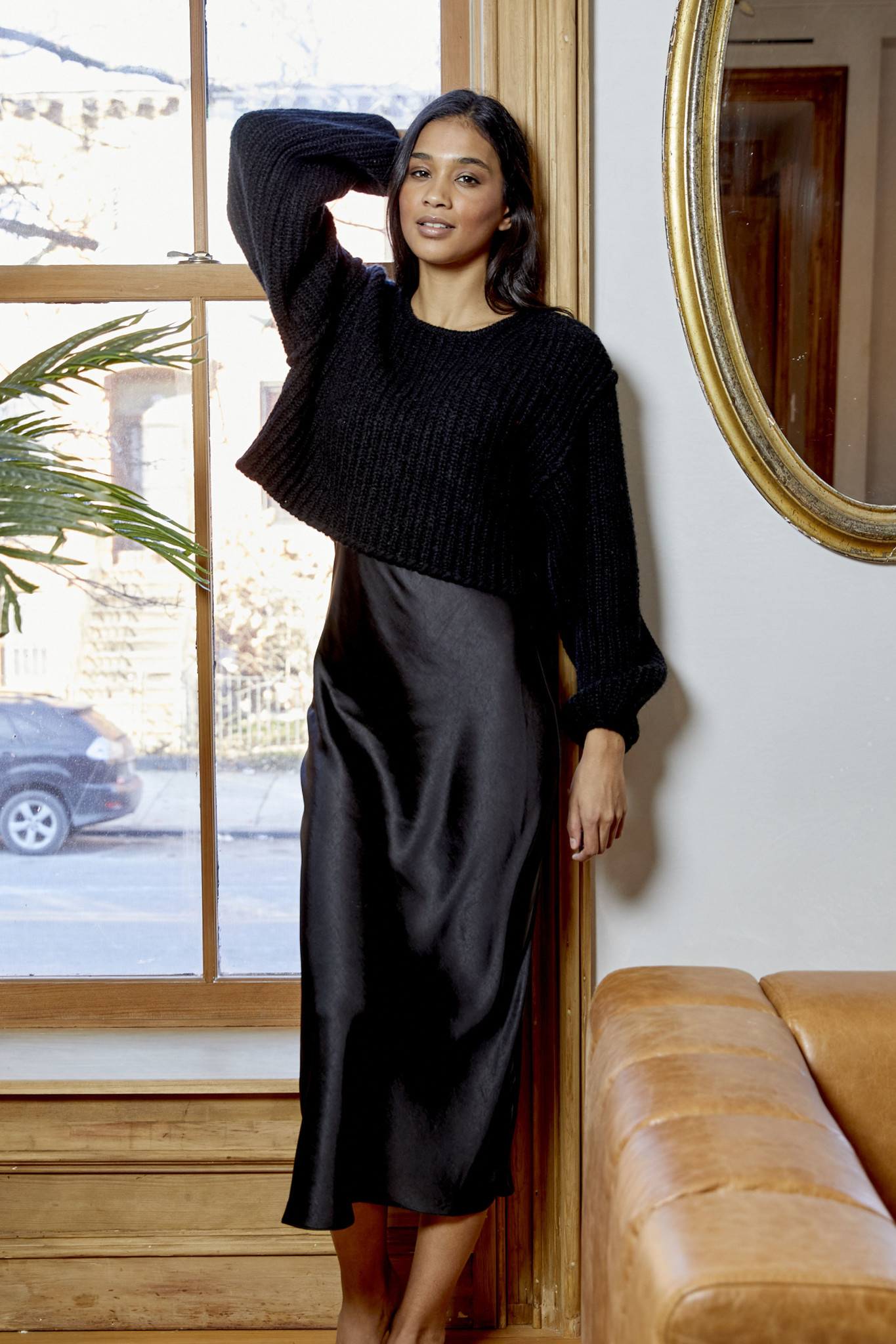 Eva Sweater Dress Combo Black F22 - I 