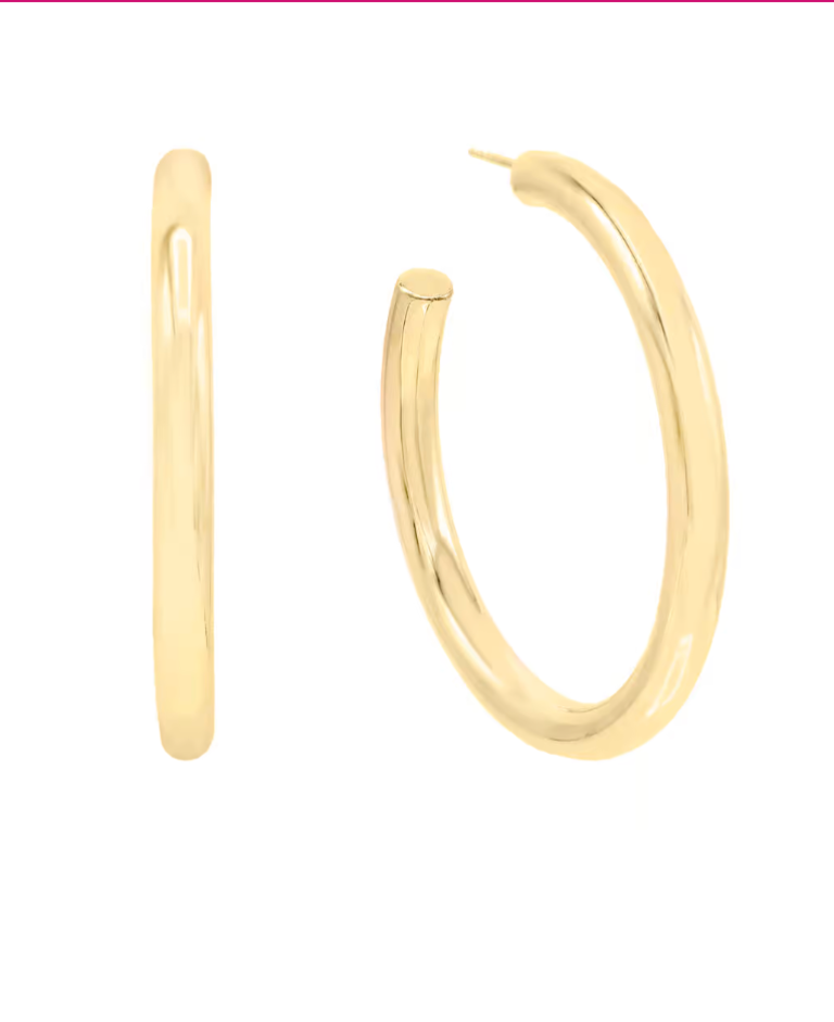 I Am More Jewels A498GLD Large Hollow Hoop Earring 50mm Gold
