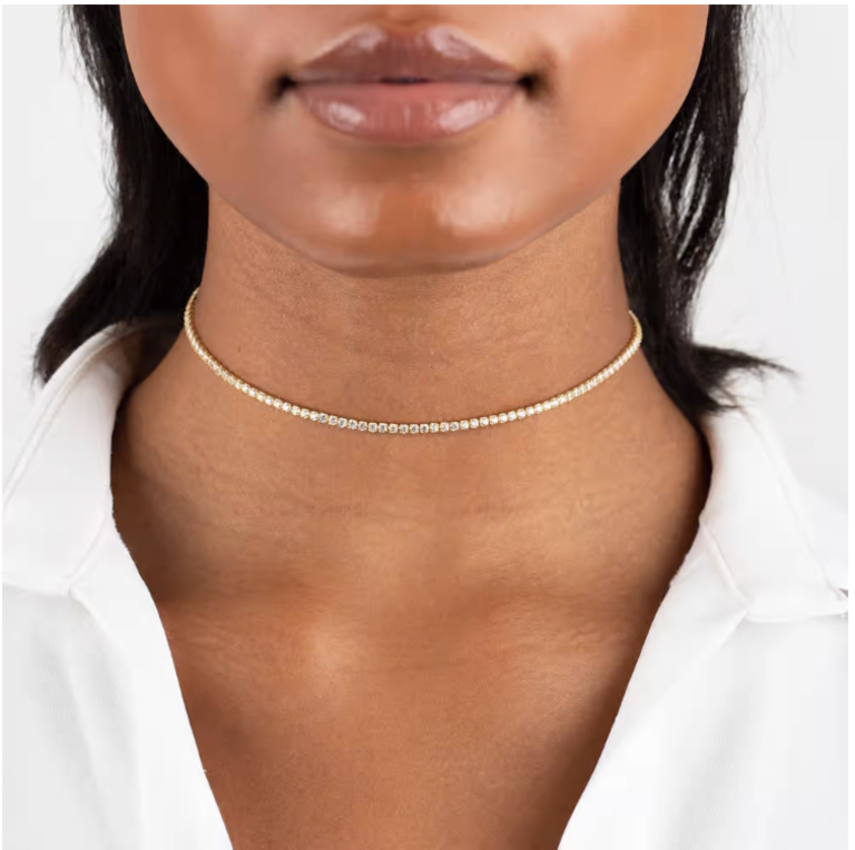 N21129-GLD-409 Thin Tennis Choker Gold - I Am More