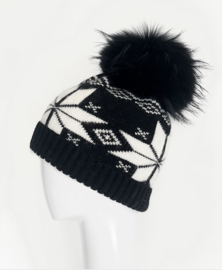 Linda Richards HA-70 Nordic Snowflake Hat Black