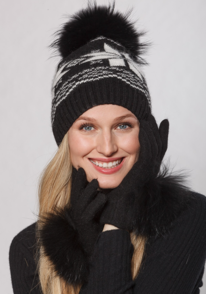 Linda Richards HA-70 Nordic Snowflake Hat Black