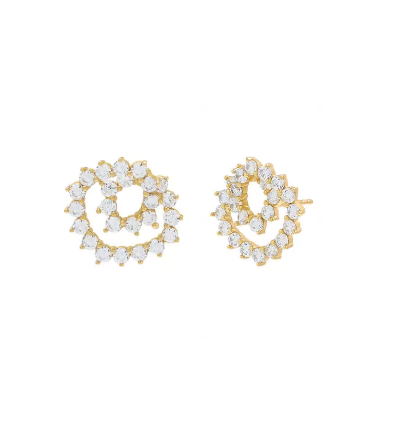 I Am More Jewels E99894-GLD 3 Prong Tennis Loop On The Ear Stud Earring Gold