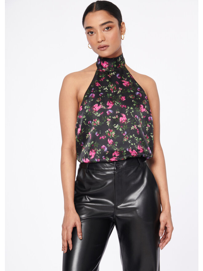 Delicate Floral Lace Halter Top in Black | I AM MORE SCARSDALE