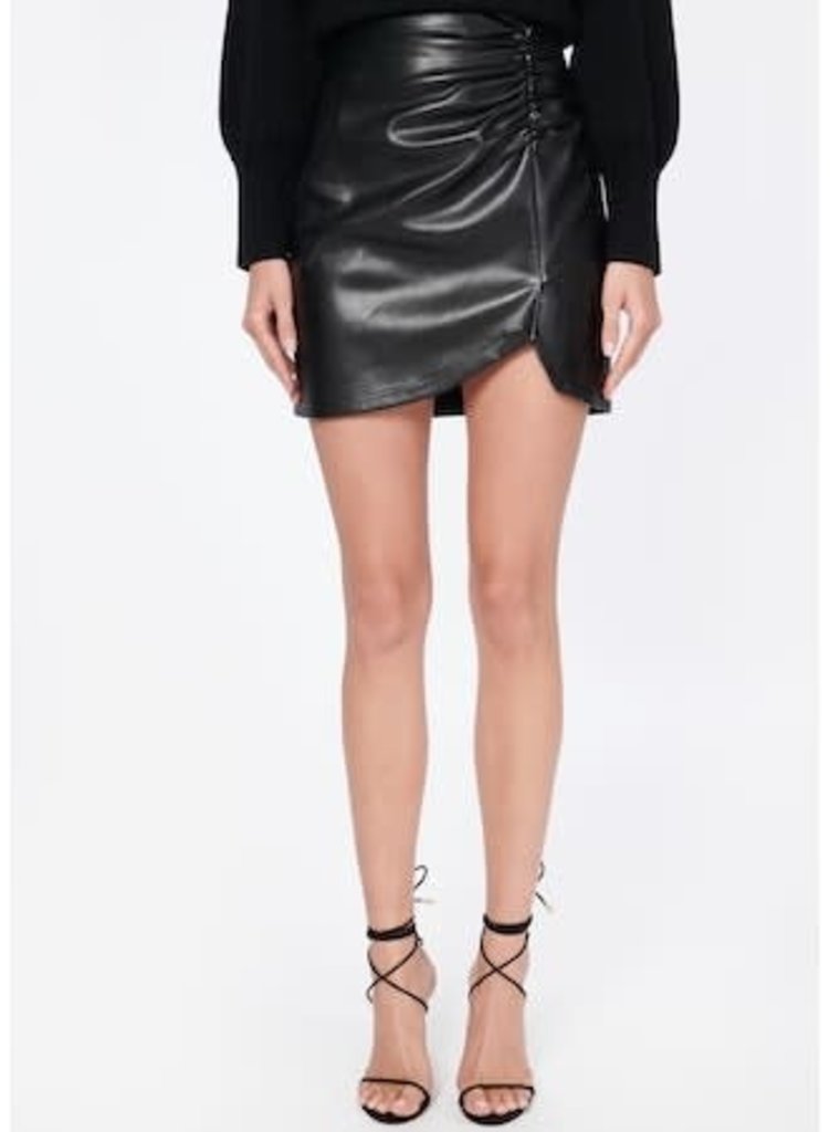 CAMI NYC Aliah Vegan Leather Skirt Black H22