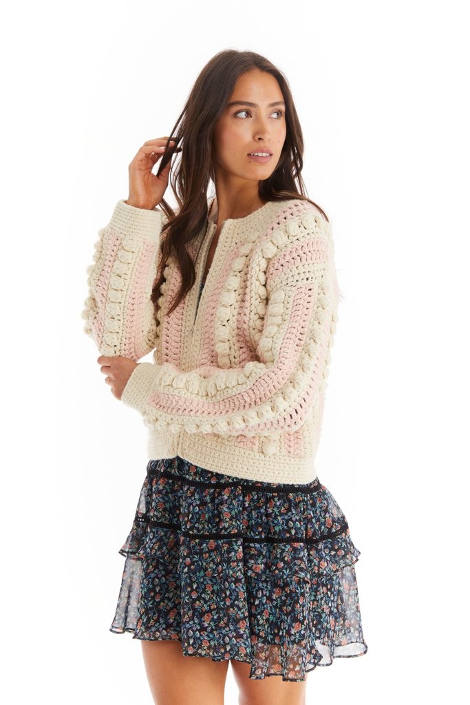 Allison Crochet Bomber Blush Ivory H22