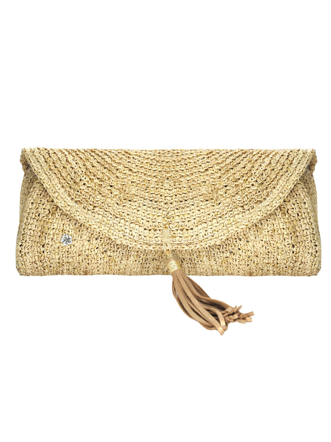 Islamora Lux Crocheted Raffia Clutch