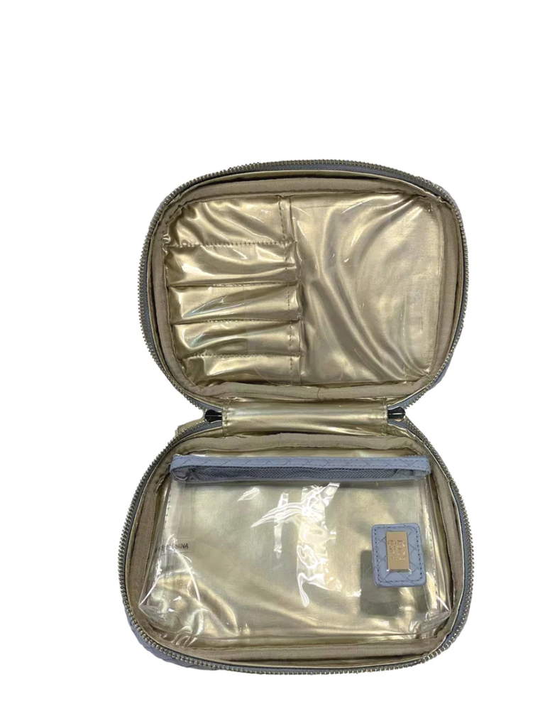 Luxe Trame Woven Zip Around Bleu I Am More Scarsdale