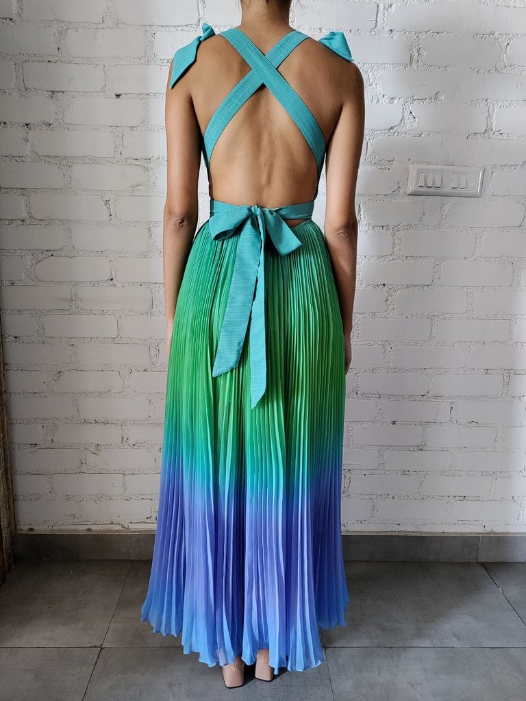 Rococo Long Dress Blue and Green Ombre R23