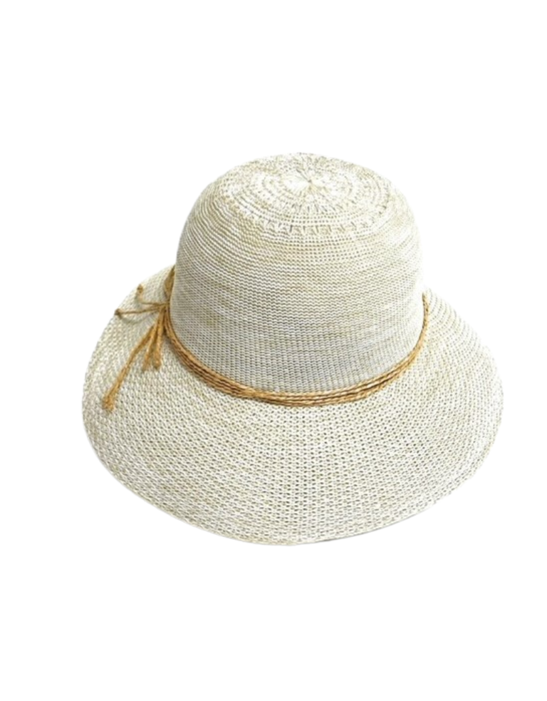 Shihreen 21S-0625 Light Beige Cotton Blend Medium Brim with Wired Edge Straw Tie 23