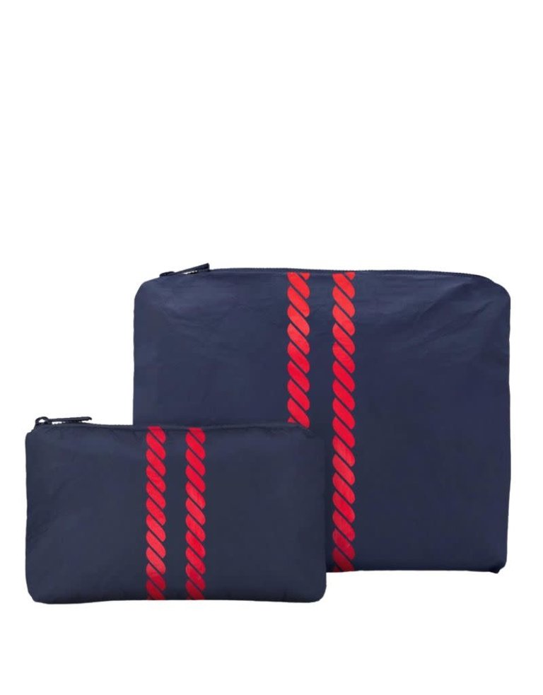 Hi Love Travel Nautical Rope Stripes in Matte Navy and Red - 2 Set
