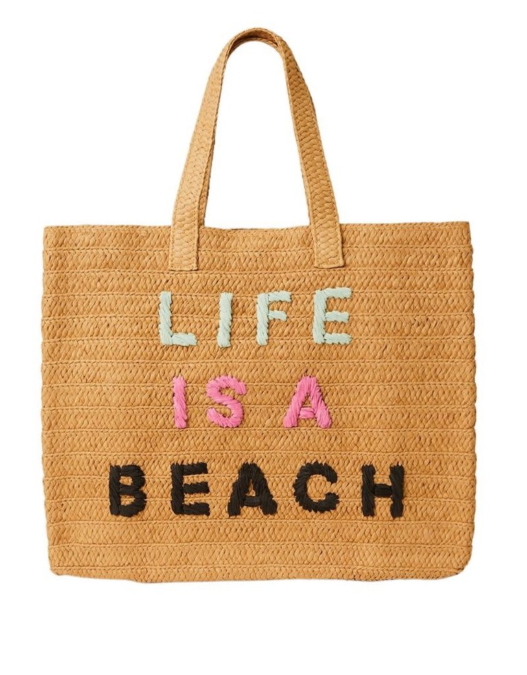 BTB Los Angeles Life is a Beach Tote Sand Fuchsia Rainbow S23