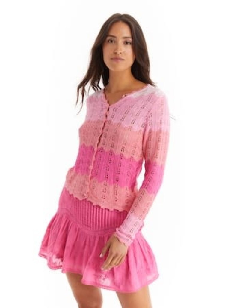 Allison Chevron Knit Cardi Pink Ombre H22