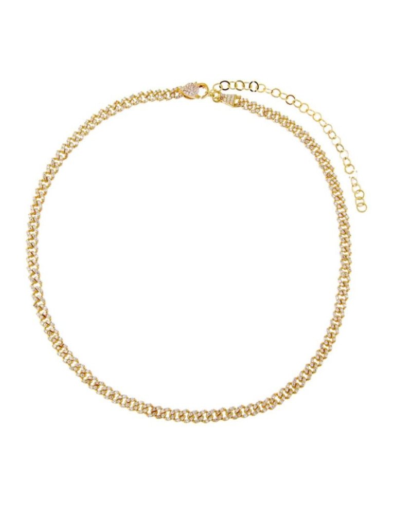 I Am More Jewels N37502-GLD-484 Baby Pave Cuban Link Choker Gold