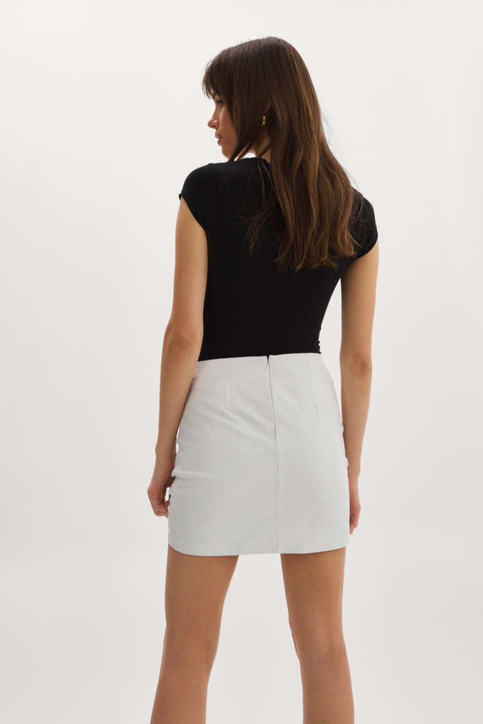 Lamarque Aricia Leather Mini Skirt White S23