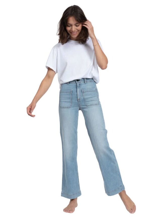 Tall Wide Leg Sailor Pants in Twill