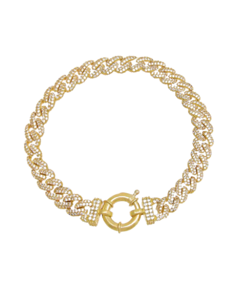 Adina Eden B85921-GLD-605 Pave Chain Link Toggle Bracelet Gold