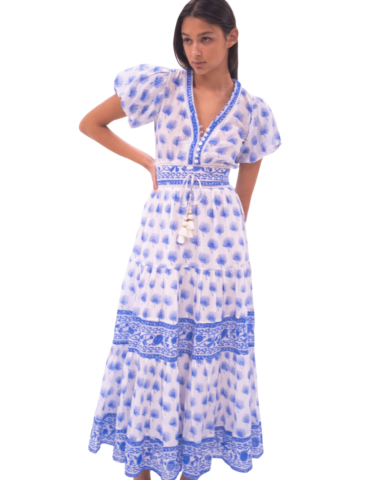 Bell Molly Maxi Dress Blue and White Print 4 Su23