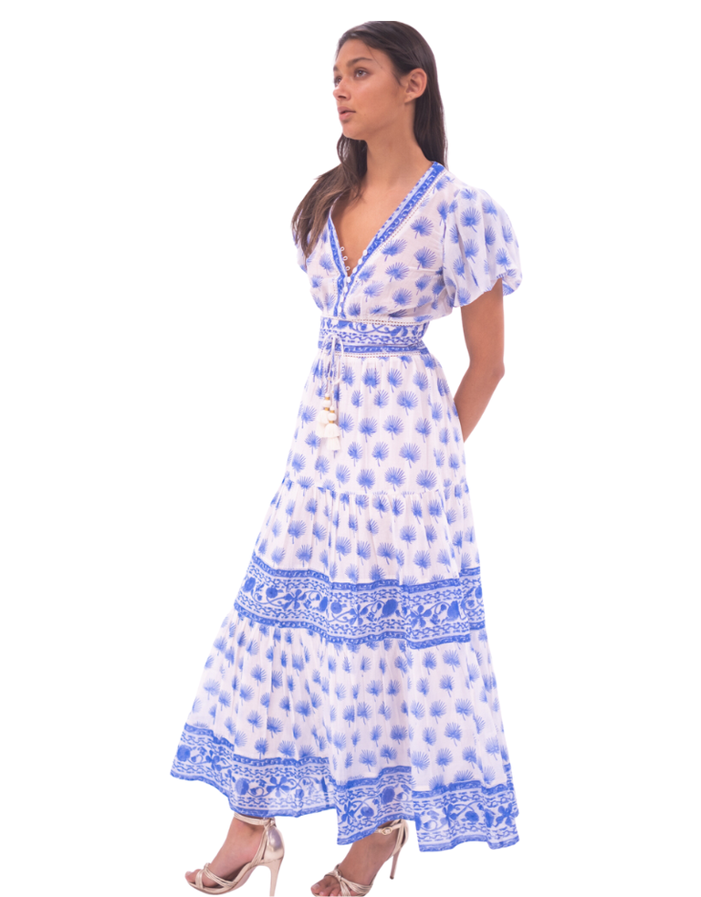 Bell Molly Maxi Dress Blue and White Print 4 Su23