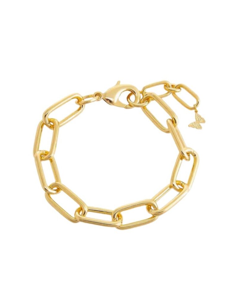 I Am More Jewels B74455 Solid Paperclip Link Bracelet Gold